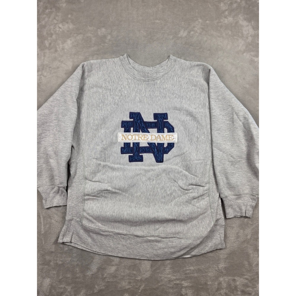 Vintage Notre Dame Fighting Irish Sweatshirt Mens XL Gray Fleece Made In USA